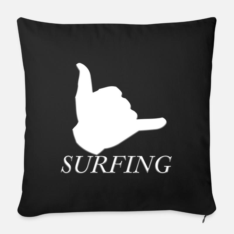 Surfen Surfbrett Gruß Wellen Sport Hobby Geschenk - Sofakissenbezug 45 x 45 cm - Schwarz