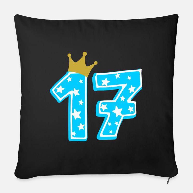 17 Krone 17. Geburtstag 17 Jahre - Sofakissenbezug 45 x 45 cm - Schwarz