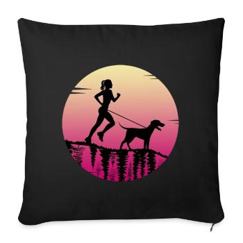 Canicross dogrun running with dog - Sofa pillowcase 17,3'' x 17,3'' (45 x 45 cm) - black - Front