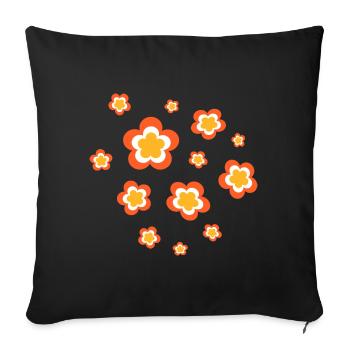 Années 70 Fleur Motif Rétro Hippie Fleurs Puissance - Housse de coussin décorative 45 x 45 cm - noir - Devant
