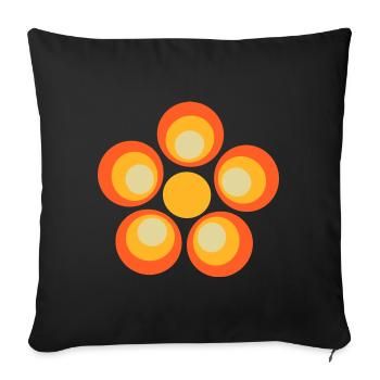 70s Flower Pattern - Sofa pillowcase 17,3'' x 17,3'' (45 x 45 cm) - black - Front