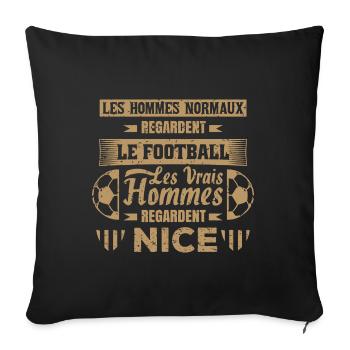 les vrais hommes regardent NICE fans club de foot - Housse de coussin décorative 45 x 45 cm - noir - Devant
