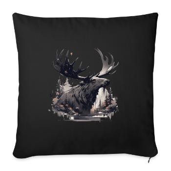 Elk deer nature Scandinavian forest - Sofa pillowcase 17,3'' x 17,3'' (45 x 45 cm) - black - Front
