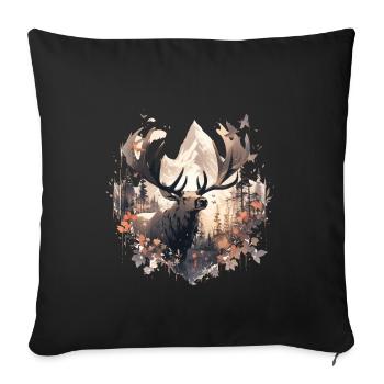 Elk deer nature Scandinavian forest - Sofa pillowcase 17,3'' x 17,3'' (45 x 45 cm) - black - Front