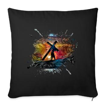 Christian religion church faith cross motif - Sofa pillowcase 17,3'' x 17,3'' (45 x 45 cm) - black - Front