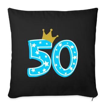 50 Krone 50. Geburtstag 50 Jahre - Sofakissenbezug 45 x 45 cm - Schwarz - Vorne
