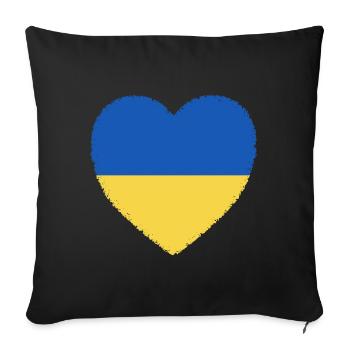 Ukraine Cœur Soutenir La guerre de paix Kiev Lviv Poutine - Housse de coussin décorative 45 x 45 cm - noir - Devant
