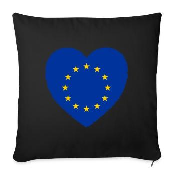 Heart EU Europe Freedom Peace Support Love - Sofa pillowcase 17,3'' x 17,3'' (45 x 45 cm) - black - Front
