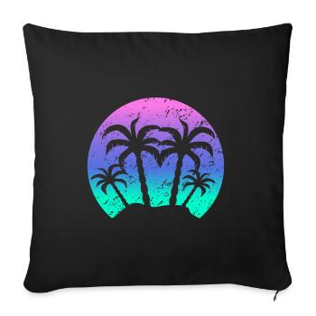 Vintage Palm Tree Beach Sunset Retro Gift - Sofa pillowcase 17,3'' x 17,3'' (45 x 45 cm) - black - Front