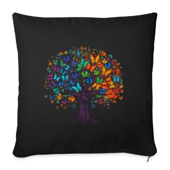 Butterfly Tree Colorful Butterflies Flies - Sofa pillowcase 17,3'' x 17,3'' (45 x 45 cm) - black - Front