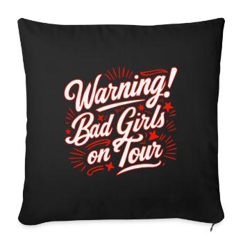 Girls on Tour Attention Women on Tour - Sofa pillowcase 17,3'' x 17,3'' (45 x 45 cm) - black - Front