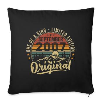 Birthday September 2007 - Born in September 2007 - Sofa pillowcase 17,3'' x 17,3'' (45 x 45 cm) - black - Front