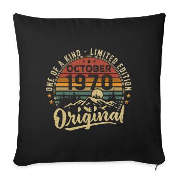 Birthday Gift | Vintage Born October 1970 - Sofa pillowcase 17,3'' x 17,3'' (45 x 45 cm) - black - Front