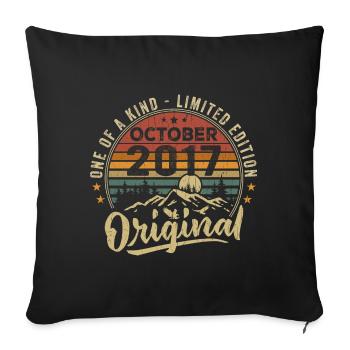 Birthday Gift | Vintage Born October 2017 - Sofa pillowcase 17,3'' x 17,3'' (45 x 45 cm) - black - Front