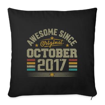 Né en Octobre 2017 | Anniversaire Octobre 2017 - Housse de coussin décorative 45 x 45 cm - noir - Devant