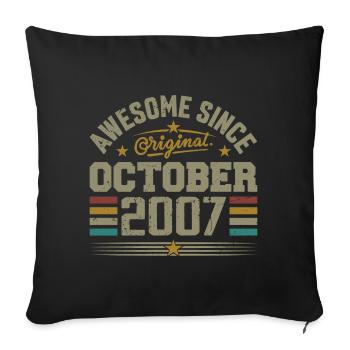 Born in October 2007 | Birthday October 2007 - Sofa pillowcase 17,3'' x 17,3'' (45 x 45 cm) - black - Front