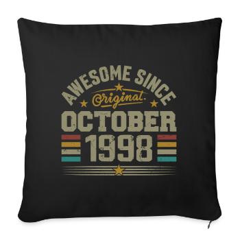 Born in October 1998 | Birthday October 1998 - Sofa pillowcase 17,3'' x 17,3'' (45 x 45 cm) - black - Front