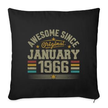 Retro Birthday Gift Born In January 1966 - Sofa pillowcase 17,3'' x 17,3'' (45 x 45 cm) - black - Front