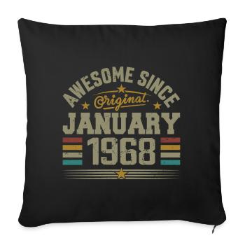 Retro Birthday Gift Born In January 1968 - Sofa pillowcase 17,3'' x 17,3'' (45 x 45 cm) - black - Front