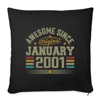 Retro Birthday Gift Born In January 2001 - Sofa pillowcase 17,3'' x 17,3'' (45 x 45 cm) - black - Front