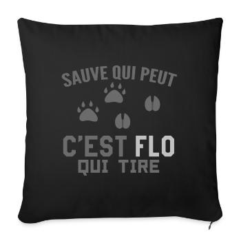 C'est Flo Qui Tire Humour Chaseur Florian Florent - Housse de coussin décorative 45 x 45 cm - noir - Devant