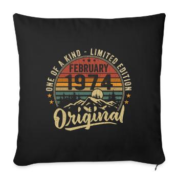 Birthday Gift February 1974 Cool February 1974 - Sofa pillowcase 17,3'' x 17,3'' (45 x 45 cm) - black - Front
