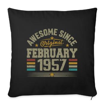 February 1957 68th Anniversary Gift, February 1957 - Sofa pillowcase 17,3'' x 17,3'' (45 x 45 cm) - black - Front