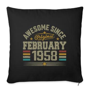 Février 1958 Cadeau 67e Anniversaire, Février 1958 - Housse de coussin décorative 45 x 45 cm - noir - Devant
