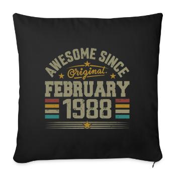 Février 1988 Cadeau 37e Anniversaire, Février 1988 - Housse de coussin décorative 45 x 45 cm - noir - Devant