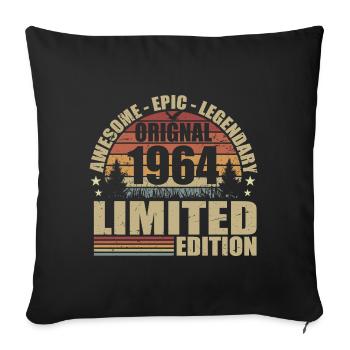1964 Anniversaire 1964 tenue vintage 1964 Chemise - Housse de coussin décorative 45 x 45 cm - noir - Devant
