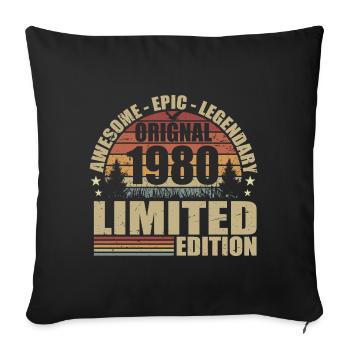 1980 Anniversaire 1980 tenue vintage 1980 Chemise - Housse de coussin décorative 45 x 45 cm - noir - Devant