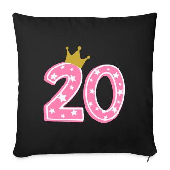 20 Krone 20. Geburtstag 20 Jahre - Sofakissenbezug 45 x 45 cm - Schwarz - Vorne
