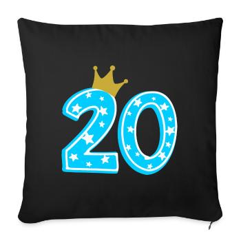 20 Krone 20. Geburtstag 20 Jahre - Sofakissenbezug 45 x 45 cm - Schwarz - Vorne