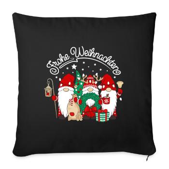 Wichtel Frohe Weihnachten Gnomies - Sofakissenbezug 45 x 45 cm - Schwarz - Vorne