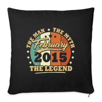 Février 2015, 8 Ans Anniversaire garçons et filles - Housse de coussin décorative 45 x 45 cm - noir - Devant