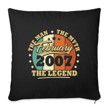 Février 2007, 16 Ans Anniversaire garçon et fille - Housse de coussin décorative 45 x 45 cm - noir - Devant