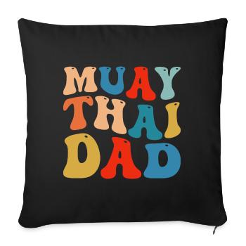 Papa Muay Thai - Housse de coussin décorative 45 x 45 cm - noir - Devant