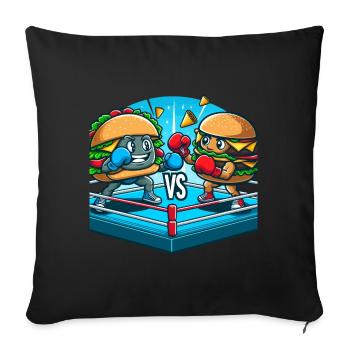 Boxing Hamburger - Sofa pillowcase 17,3'' x 17,3'' (45 x 45 cm) - black - Front