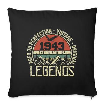 Birthday 1943 Vintage 1943 Retro - Born in 1943 - Sofa pillowcase 17,3'' x 17,3'' (45 x 45 cm) - black - Front