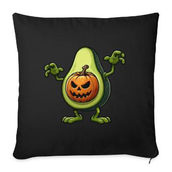 Avocat effrayant monstre Halloween Vegan Dessin animé - Housse de coussin décorative 45 x 45 cm - noir - Devant