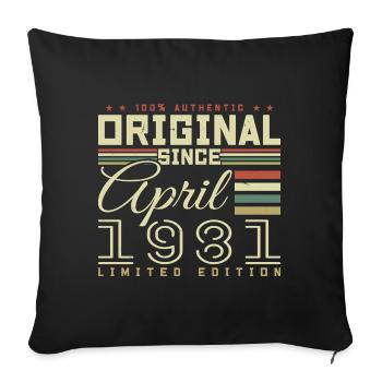Avril 1981 anniversaire Avril 1981 April 1981 - Housse de coussin décorative 45 x 45 cm - noir - Devant