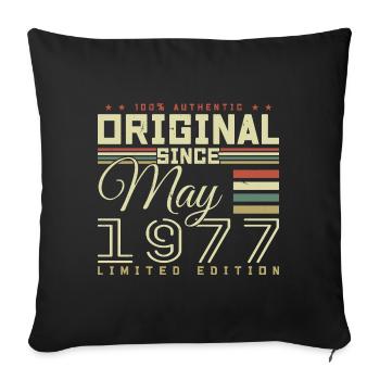 Cadeau Anniversaire Mai 1977, Gift May 1977 - Housse de coussin décorative 45 x 45 cm - noir - Devant