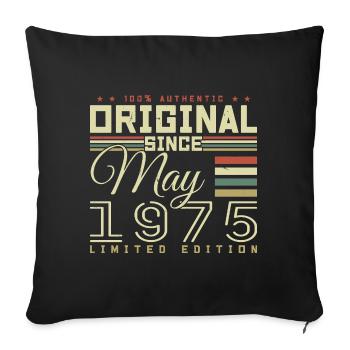 Cadeau Anniversaire Mai 1975, Gift May 1975 - Housse de coussin décorative 45 x 45 cm - noir - Devant