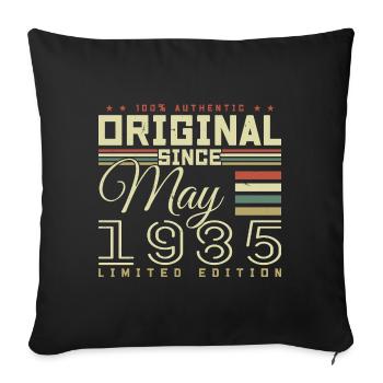 Cadeau Anniversaire Mai 1985, Gift May 1985 - Housse de coussin décorative 45 x 45 cm - noir - Devant