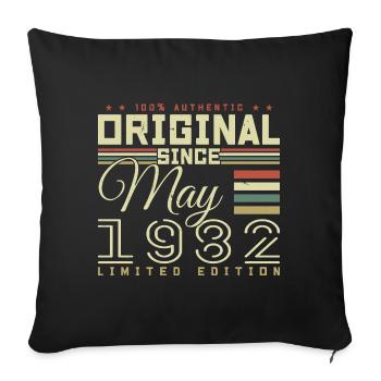 Cadeau Anniversaire Mai 1982, Gift May 1982 - Housse de coussin décorative 45 x 45 cm - noir - Devant