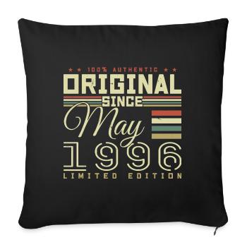 Cadeau Anniversaire Mai 1996, Gift May 1996 - Housse de coussin décorative 45 x 45 cm - noir - Devant