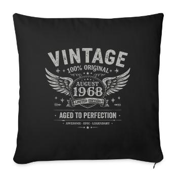 Born in August 1968, built August 1968 - August 1968 - Sofa pillowcase 17,3'' x 17,3'' (45 x 45 cm) - black - Front