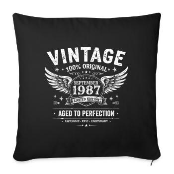 Born in September 1987 - Sofa pillowcase 17,3'' x 17,3'' (45 x 45 cm) - black - Front