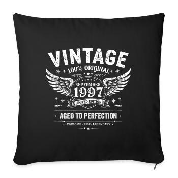 Né en Septembre 1997 - Housse de coussin décorative 45 x 45 cm - noir - Devant
