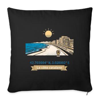 Canet en Roussillon - Promenade Méditerranéenne - Housse de coussin décorative 45 x 45 cm - noir - Devant